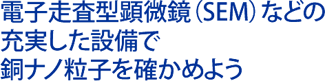 電子走査型顕微鏡（SEM）などの
充実した設備で
銅ナノ粒子を確かめよう